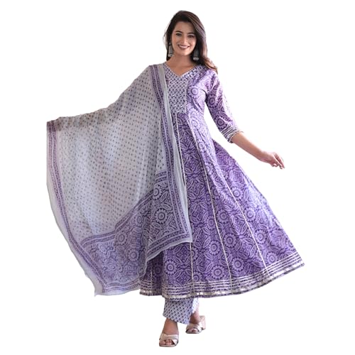 Lavender Dreams: The Perfect Anarkali Kurti Set for Effortless Elegance