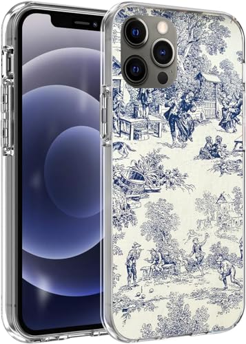 Coque iPhone 14 antichoc pour éviter les rayures avec style Toile de Jouy