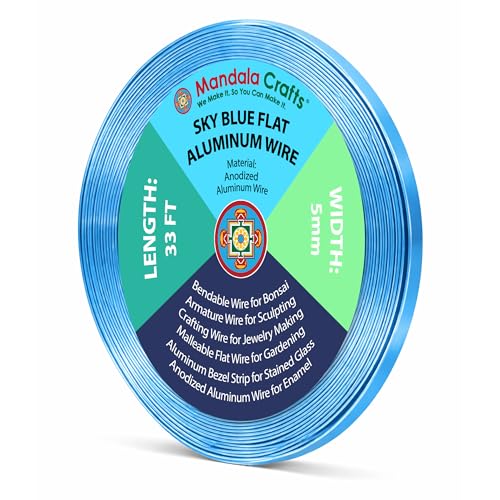 Image of Mandala Crafts 5mm Sky Blue Flat Aluminum Crafting Wire for Sculpting