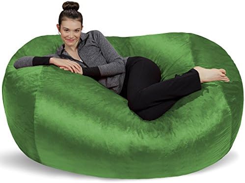 Sofa Sack - Plush Bean Bag Sofas with Super Soft Microsuede Cover - XL Memory Foam Stuffed Lounger Chairs For Kids, Adults, Couples - Jumbo Bean Bag Chair Furniture - Lime 6'