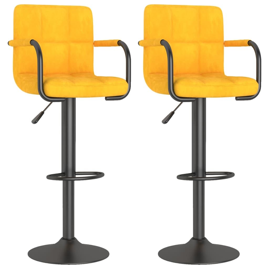 Tabouret de bar en velours jaune pour îlot de cuisine chaleureux et moderne