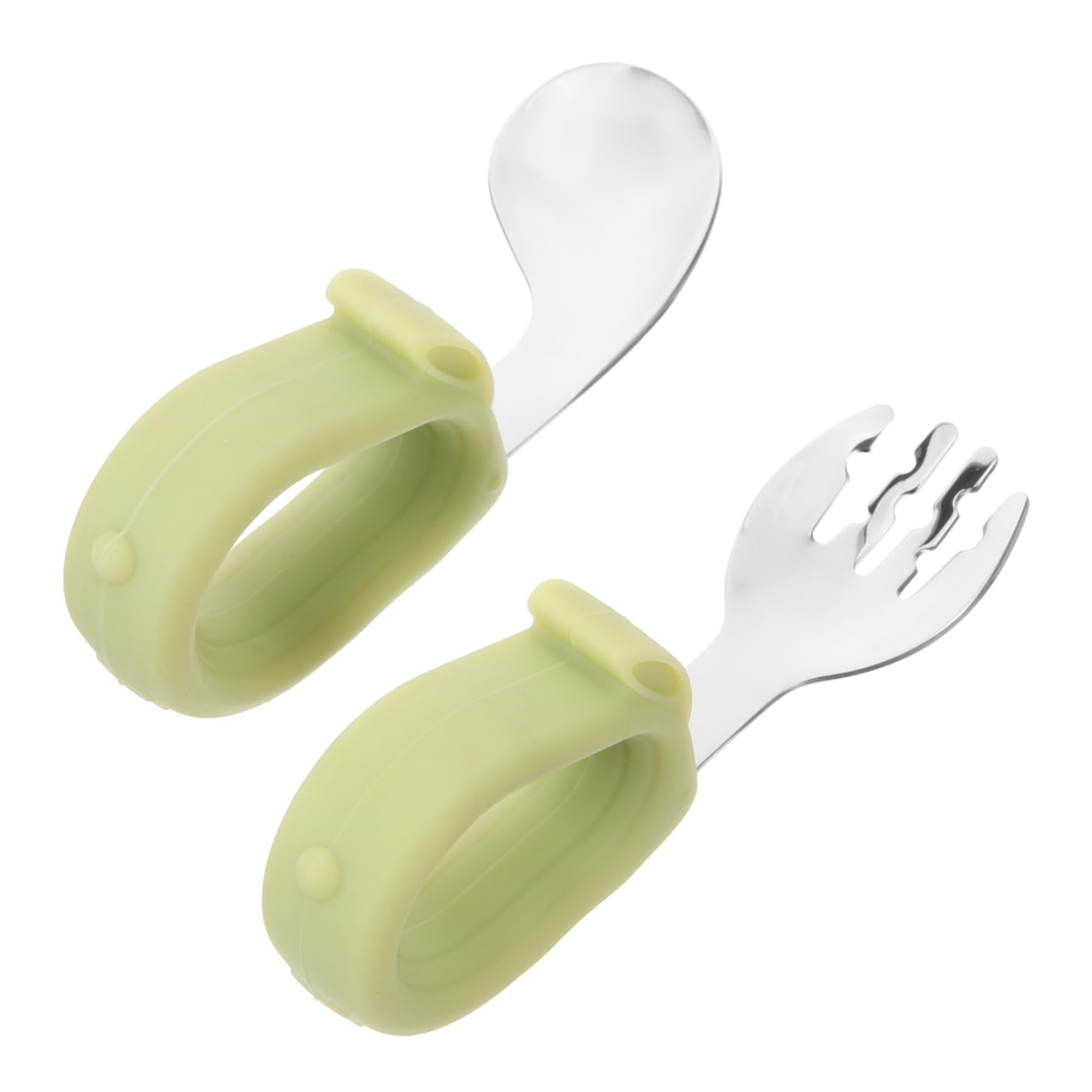Garneck 1Set Portable Self Feeding Spoon and Fork with Storage Box Training Utensils for Independent Eating