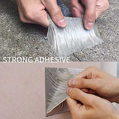 Image of ADHES Butyl Tape Waterproof Tape Aluminum Foil Tape 2in x 16ft x 20rolls | Sealant Tape for RV Repair, Window, Boat and Pipe Sealing, Glass & EDPM Rubber Roof Patching(Model:RA100-1,Glue Color:White)