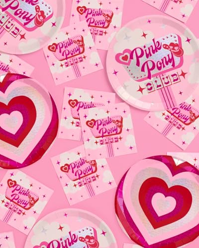 xo, Fetti Pink Pony Club Napkins - 3-ply, 25 pcs | Bachelorette Cocktail Napkins, Dinner Party Setting, Birthday Decoration, Cute Tablescape