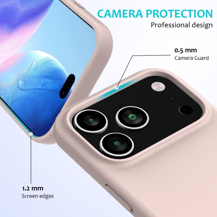 Image of Back Cover Compatible with iPhone 17 Pro Max Case Liquid Silicone Full Protection Shock Proof Back Cover for iPhone 17 Pro Max (Sand Pink)