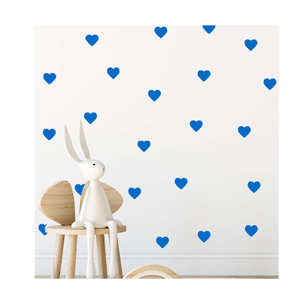 StickerDeen | Heart Shape Decoration Removable Wall Art Vinyl Decal Stickers | (Pack of 80) (Blue)
