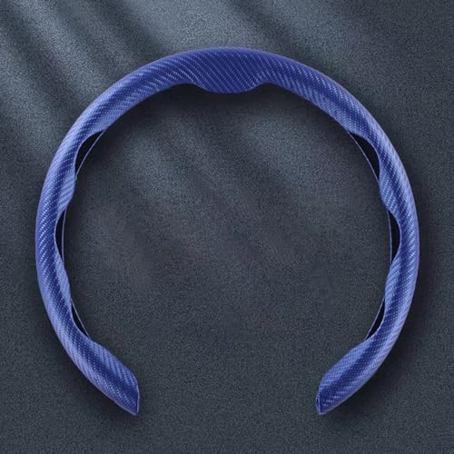 EIING ハンドルカバー 車用 軽自動車 5Dグリップ ステアリングカバー 汎用 カーボンファイバー おしゃれ 通気性がよい 汚れ防止 滑り防止 オールシーズン対応 普通車 ハンドル 保護カバー 超薄型 S・M兼用 内装パーツ 車用品 車アクセサリー D型 円形 取付簡単 36.5～40CM (青, 超薄型)