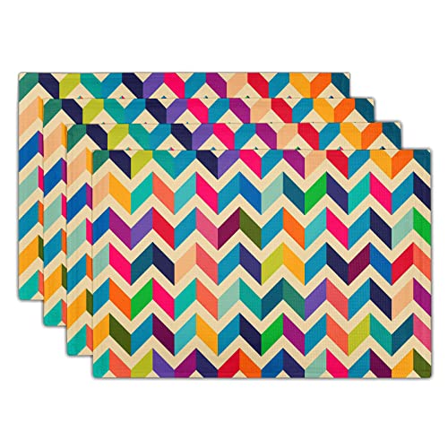 Chromatic Chevrons Table Mat Fancy Boho Ornament Place Mat Wipeab...