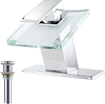 Bathroom Faucet Waterfall Single Handle One Hole Chrome Modern Solid Brass Lavatory Sink Faucet
