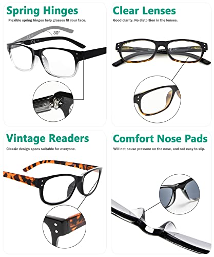 Image of Eyekepper Classic Reading Glasses for Men 5 Pack Spring Hinges Readers