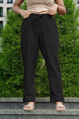 Image of Women's Cotton Regular Fit Trousers - Comfortable and Stylish Casual Office Wear Kurti Pants for Daily Use, Soft and Breathable Fabric