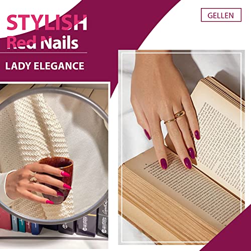 Gellen Gel Nail Polish Set,Red Burgundy 6 Colors Gel Polish Set, Hot Pink Purple Nail Polish Gel Manicure Nail Gifts For Women #TOP3
