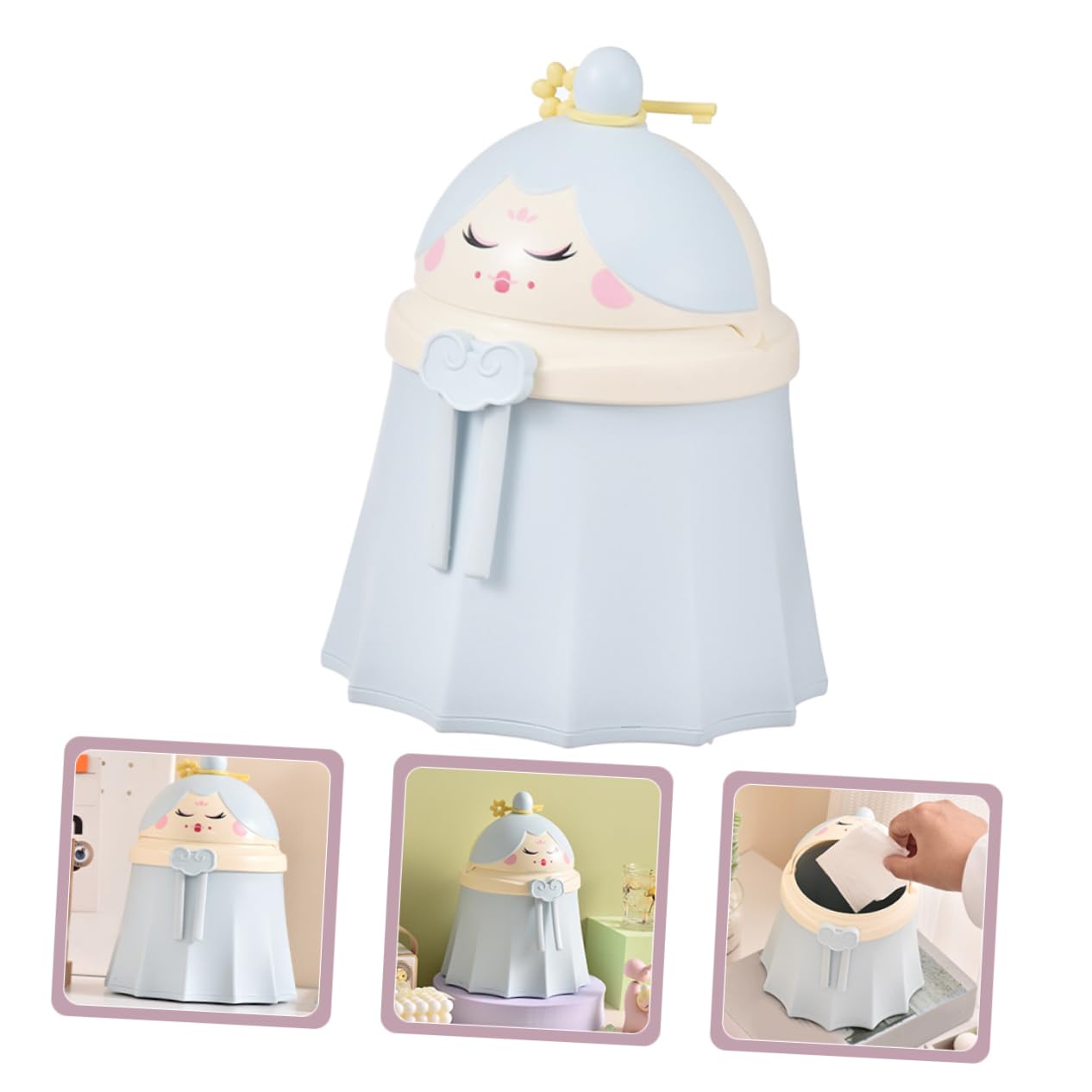 Cestino Da Scrivania Parliky A Forma Di Ape - Design Carino, Coperchio A Conchiglia, Per Ufficio E Casa - Foto 3