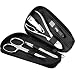 Manicure set men made in Solingen Germany - Mens nail grooming kit for professional care, stainless steel nail cutter, scissors, clippers, sapphire file and tweezers in a black leather case