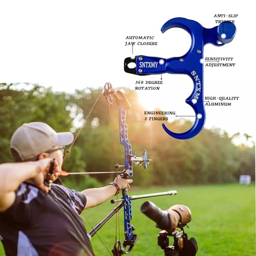 sntxmy Bow Release for Compound Bow, Archery Release Trigger, Compound Bow Release, Thumb Release. (3 Finger Bow Release, Light Blue) by sntxmy - Image 4