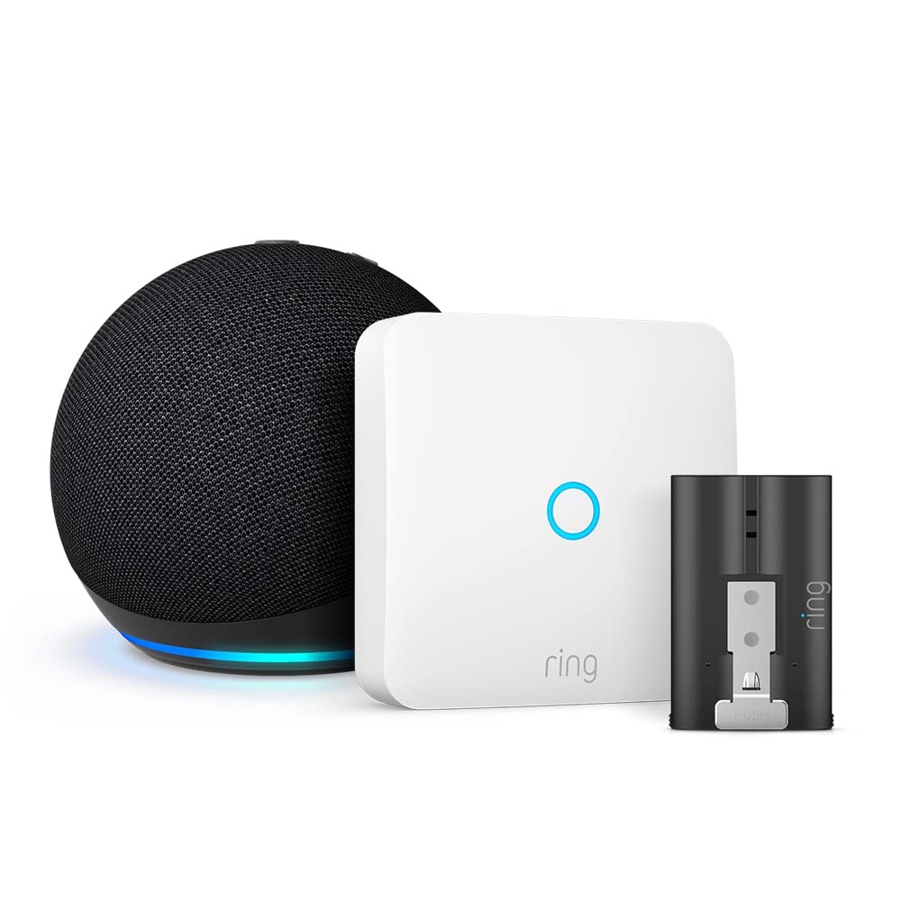 Ring Intercom con Batteria a sgancio rapido aggiuntiva di Amazon | Citofono migliorato, Montaggio fai-da-te (citofono compatibile necessario) + Echo Dot (5ª generazione)