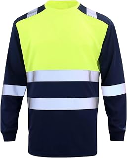Safety Reflective High Visibility Long Sleeve Shirts Hi Vis Construction Work T Shirts for Men No Hood Breathable