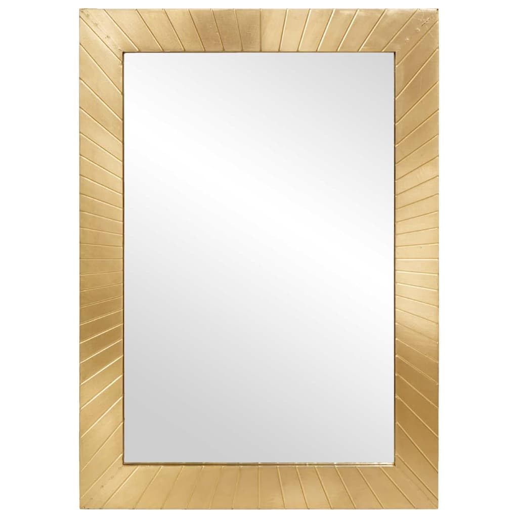 KKgypkn Solid Mango Wood Frame Mirror with Glossy Finish for Bathroom, Black and Gold Wall-Mounted Rectangular Mirror