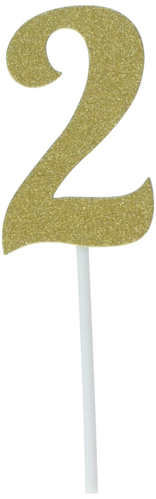 Creative Converting number 2 gold glitter cake topper