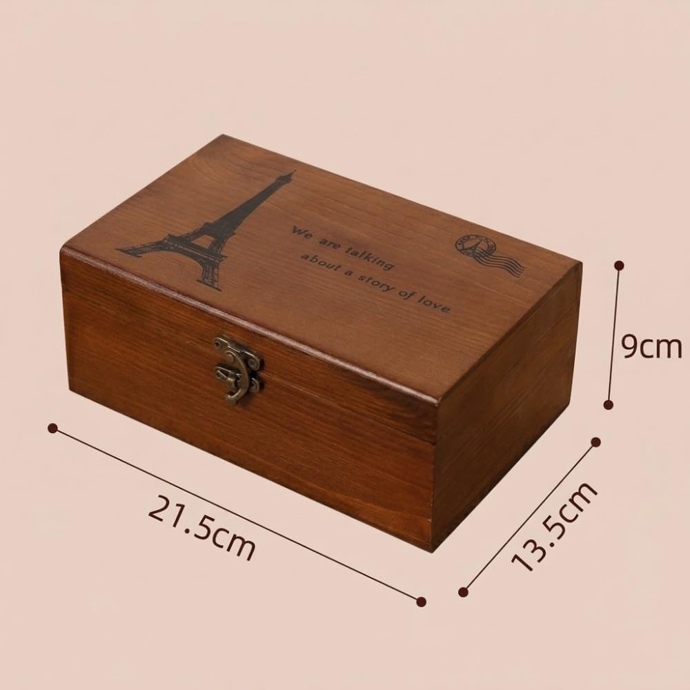 MOPFOL Vintage Wooden Sewing Box with Sewing Kit, Tower Pattern