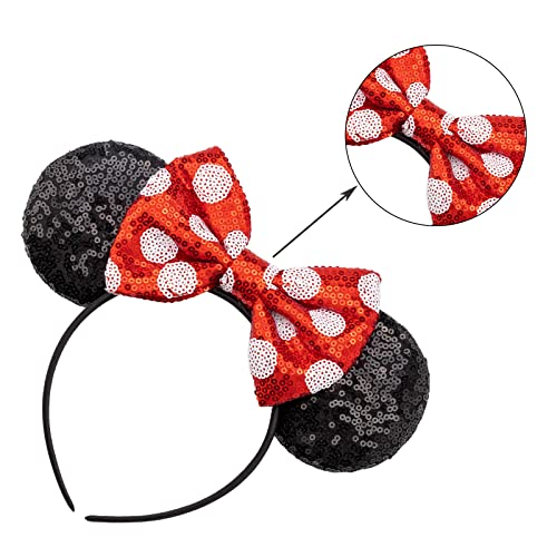 Image of DRESHOW Mouse Ears Bow Headbands Glitter Party Decoration Cosplay Costume for Women