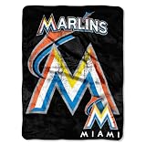 Northwest MLB Miami Marlins Unisex-Adult Micro Raschel Throw Blanket, 46" x 60", Triple Play