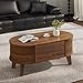 LYNCOHOME Fluted Lift Top Coffee Table with Storage,Modern Oval Coffee Table for Living Room or Home Office（Walnut）