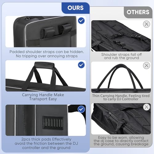 Image of DJ Controller Bag Compatible with DDJ FLX10 / 1000 / REV7 / REV5 / SC LIVE 4, DJ Soft Case Gig Bag with Multi-pocket for DJ Controller & Accessories (Medium)