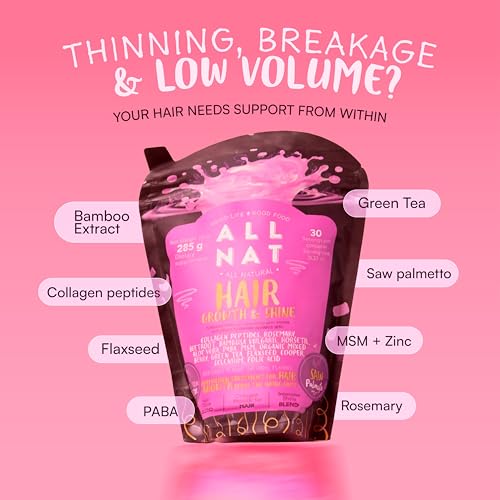 ALL NAT Hair Growth Powder Drink for Women & Men | Supports Stronger, Fuller-Looking Hair Shaker Included| Collagen, Biotin & Botanical Blend Supplement | Vegan, Sugar-Free – 300g — view 2