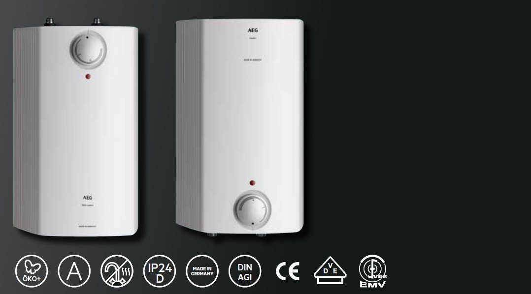 AEG druckloser Kleinspeicher Hoz 5 Comfort, Übertischboiler 5 Liter Niederdruck, 2 kW, steckerfertig, 222154