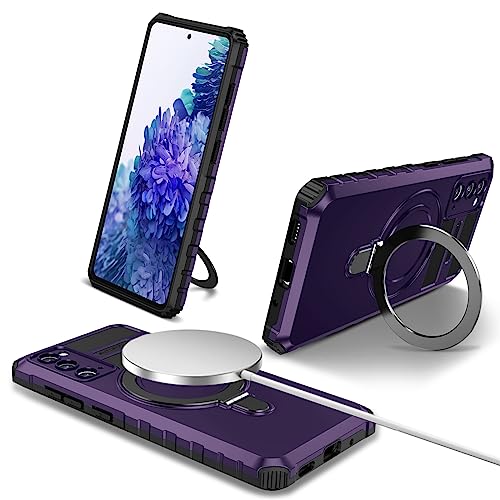 Coque Samsung S20 FE avec bague magnétique et protection intégrale en TPU PC violet