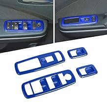Voodonala Window Lift Switch Power Window Control Regulator Button Embellishment Trim for 2011-2025 Dodge Charger Durango, for 2010-2017 RAM, Interior Accessories ABS Blue 4pcs