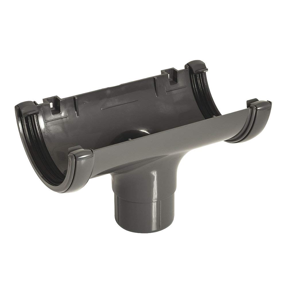 Floplast Anthracite Ro1a 112Mm Half Round Gutter Running Outlet
