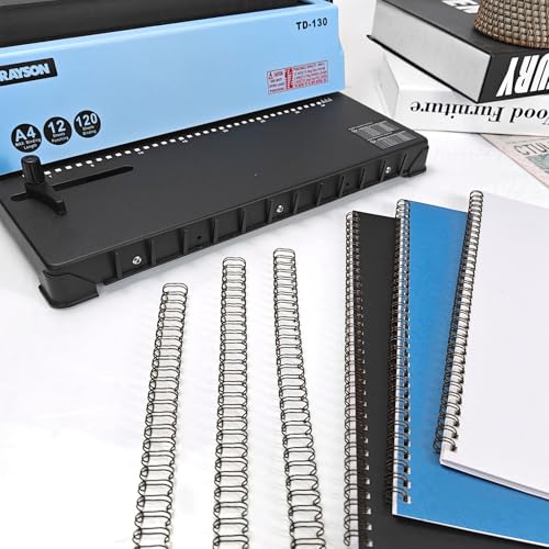 RAYSON Drahtbinderücken, 25 Blatt, 34 Schlaufen, A4, Teilung 3:1, 6,4 mm, Schwarze, Packung mit 100 Stück