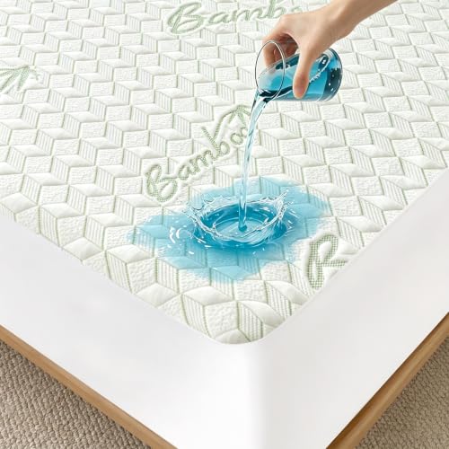 Image of Safe and Sound Waterproof Mattress Protector - Breathable Noiseless - Oeko-TEX Machine Washable - Fits 8-18 inch Deep Pockets Mattress Cover Bamboo Viscose Full