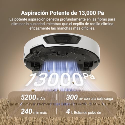 Miniatura 4 de Ezviz Re7 Edge Robot Aspirador Y Friegasuelos, Base Autovaciado, Succión 13000 Pa, Evitación Obstáculos, Bolsa De Polvo 4l, Mopextra Mopvibra, Compatible Con Alexa Google Siri, Para Alfombra Mascota
