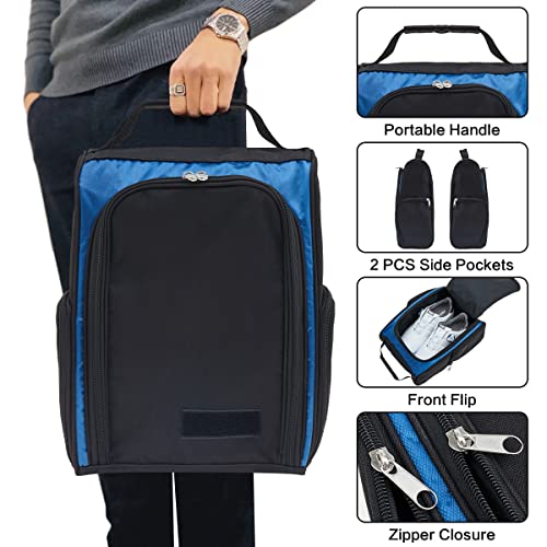 Bestfire Golf Shoe Bag For Men And Women, Zippered Design Shoe Carrier Bag With 2 Side Pockets Large Storage Space Shoe Bag For Golf, Basketball, Baseball, Tennis(Blue) #TOP2
