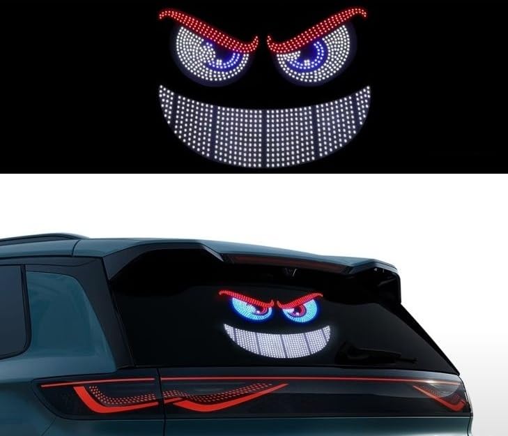 Image of AutoBizarre Devil Eyes LED Lights for Car Windshield Led Panel with USB for Car Rear Window Universal for All Cars, Vans, Trucks, etc (Red Blue White)