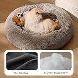 BEDSURE Hundebett waschbar Flauschiges Katzenbett - Ø 60 cm Katzenschlafplatz für Katzen und kleine Hunde, plüsch Katzenkissen rund Kuschelbett, Kamel