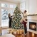 GOOBED Prelit Pre-Decorated Green Christmas Tree 7.5ft w/Remote, Pre-Lit Hinged Artificial Xmas Tree w/ 1398 Partially Frosted Tips, Pine Cones & Red Berries, 550 LED Lights, 11 Modes for Home