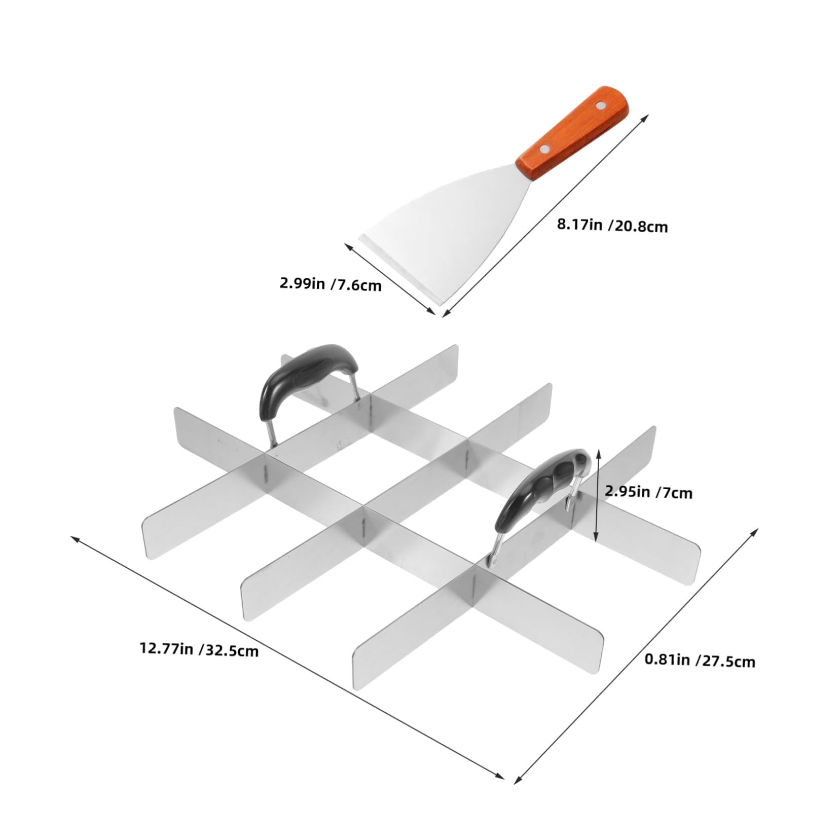 Mikikit 2 Piezas Cortador de Pastel de Acero Inoxidable Divisor de Tartas con Espátula para Repostería y Porcionado Preciso de Postres para Cocina Profesional y Hogar