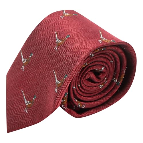 Cravate de faisan brodée bordeaux King & Priory à chevrons pour homme en taille unique