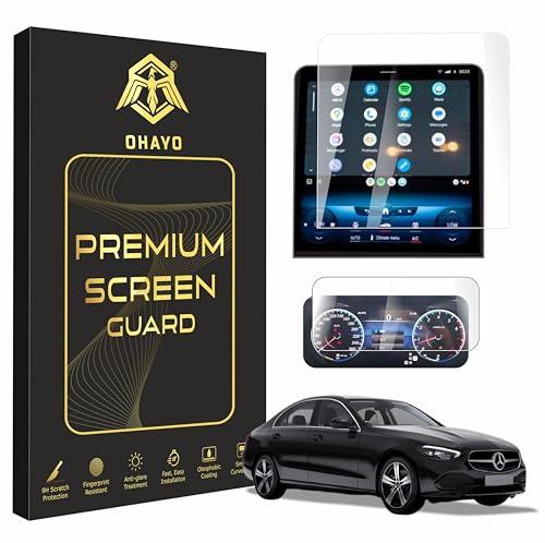 Image of OHAYO Screen Protector for Mercedes Benz C-Class 2024 | 11.9 Inch Infotainment Touchscreen Protection Film | Compatible with C200, C200d, C300 & C43 4Matic | 9H Hardness Military Strength Scratch Resistant Car Display Guard