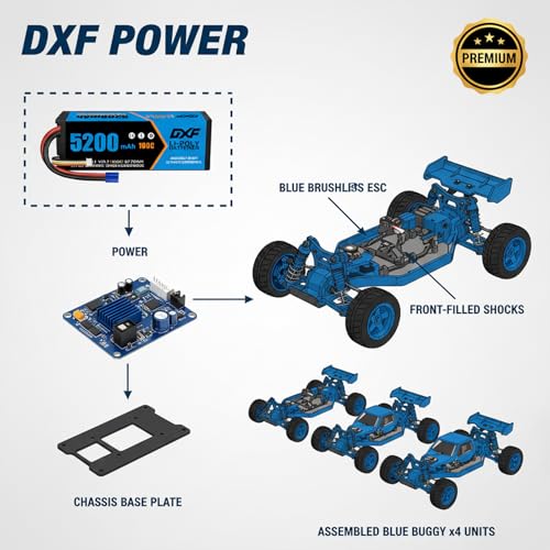 Baterías LiPo 11.1V DXF 5200mAh para largas tardes de carreras de buggies RC 4