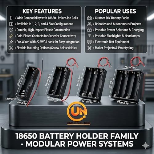 Image of 2Pcs 18650 Battery Holder For Cell Lithium Battery Holder Box 3.7v 18650 Battery holder 3-Slot - Wire Leads