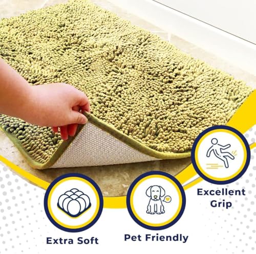 Muddy Mat® Shown on TV – Super Absorbent Door Mat Indoor, Microfiber Quick Dry Chenille Entryway Rug, Non-Slip Front Door Mat, Indoor Mats for Entryway, Machine Washable Pet Rug, Yellow 24"x36"