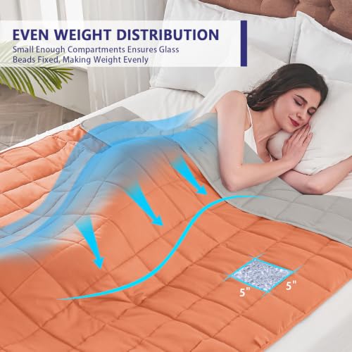 Image of yescool Weighted Blanket for Adults (10 lbs, 48 inch x 72 inch, Orange) Cooling Heavy Blanket for Sleeping Perfect for 90-110 lbs, Twin Size Breathable Blanket with Premium Glass Bead, Machine Washable