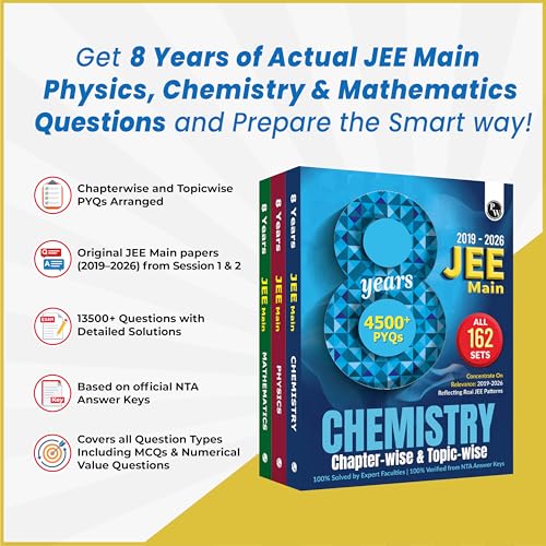 Image of PW JEE Main 8 Years (2019-2026) PYQs Physics, Chemistry, Maths Combo Set of 3 Books | All 162 Sets Previous Years Solved Papers For JEE Main 2027 Exams | Concentrate on Relevance
