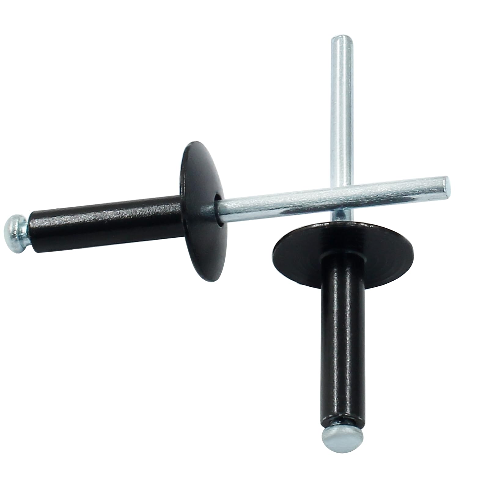Grey 3/16 Blind Pop Rivets Aluminum Large Head with Steel Mandrel Fasteners .250 - .375 Grip Range