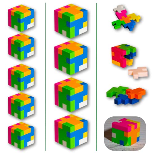 Gommes Puzzle En Dés Pour Enfants - Lot De 15 - 5 Formes Différentes - Cadeau Anniversaire, Fête - Éducatif & Ludique